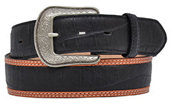 3D Men's Black Distressed Caiman Belt