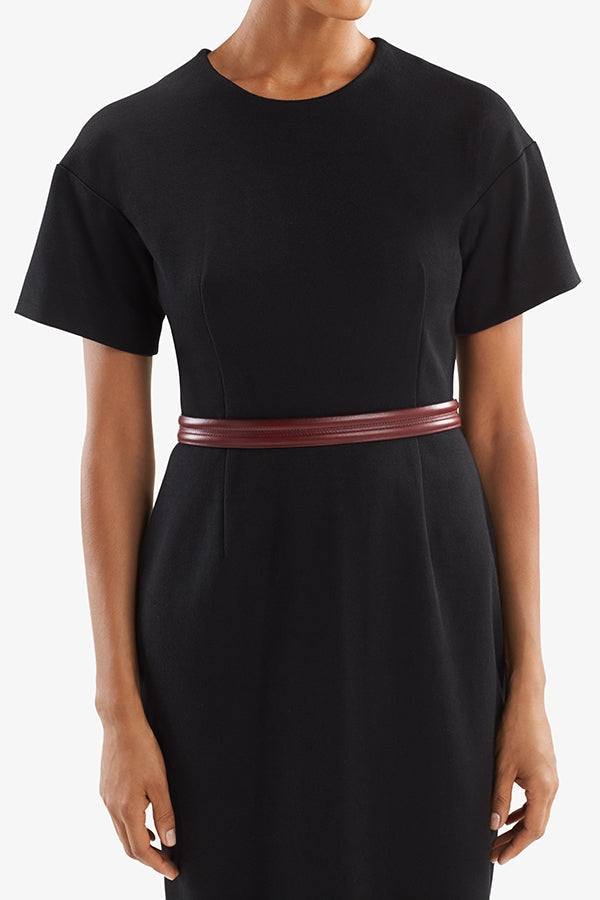 Stitched Band Belt :: Burgundy