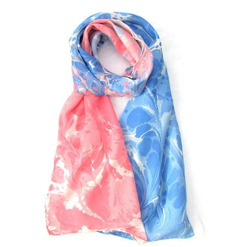 Watermarbling Hand Dyed 100% Silk Scarf - zoter Shop