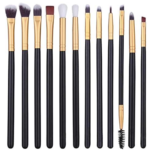 Walnut 12Pcs Eyeshadow Makeup Brushes Set Concealer Eye Shadow Blending Eyeliner Rose Gold Makeup Brush (Color : A, Size : 12pcs)