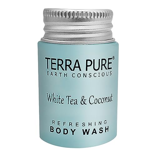 Terra Pure White Tea & Coconut Body Wash, Travel Size Hotel Amenities, 1 oz. (Case of 100)