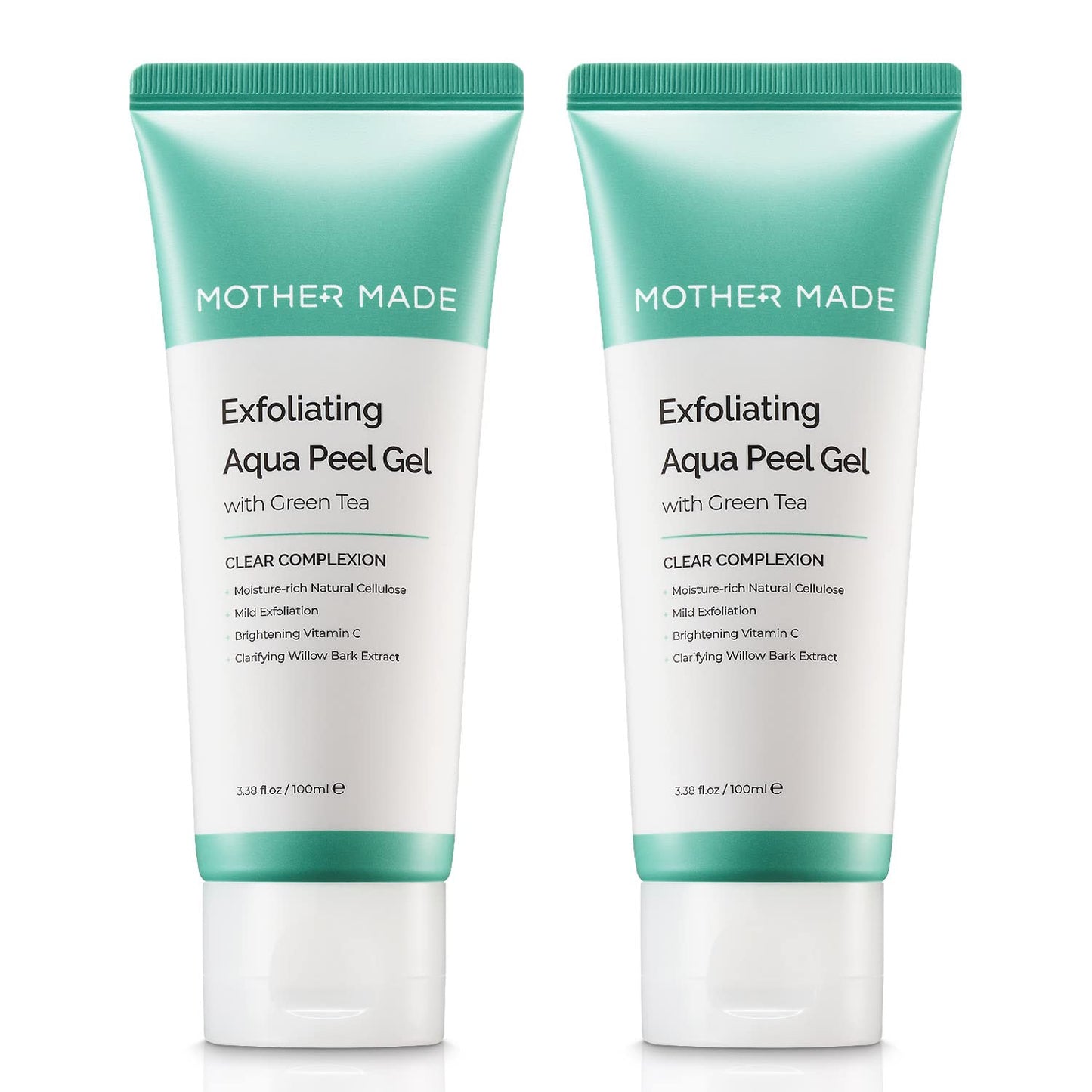 MOTHER MADE Exfoliating Vegan Facial Peeling Solution with Green Tea, Vitamin E, Hyaluronic Acid (Pack of 2) | Gentle Natural Face & Full Body Scrub Exfoliator, Cleansing, Peeling, Korean Skincare