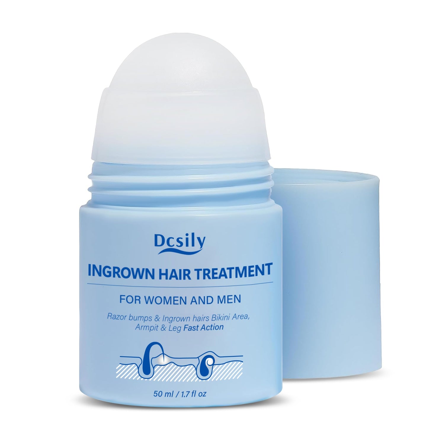 Dcsily Ingrown Hair Treatment Serum Roll-on: Razor Bump Treatment After Shave Solutions - Folliculitis Treatment for Strawberry Legs Face Armpit & Body with AHA BHA