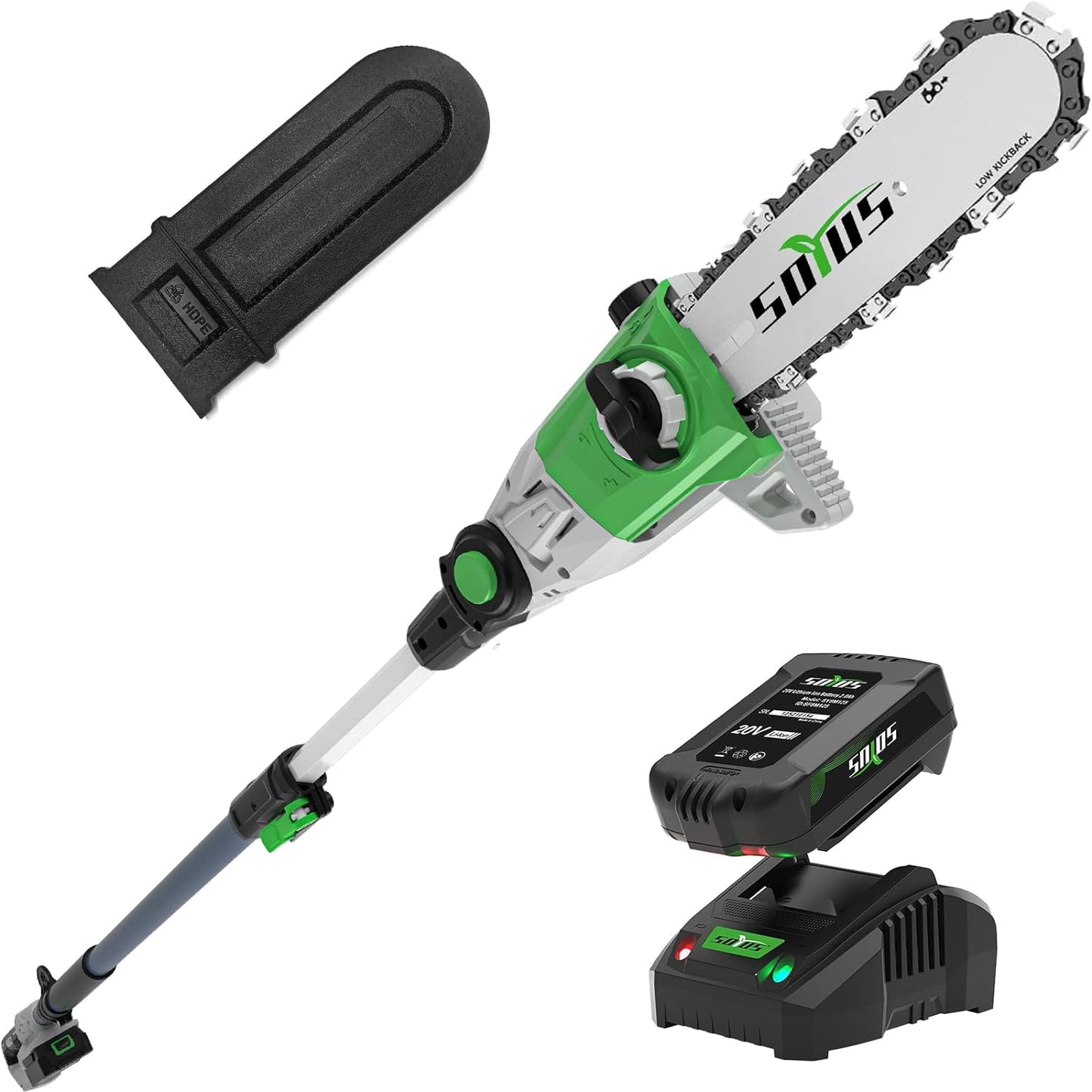 SOYUS Cordless Pole Saw, Telescoping Electric Pole Chain Saw Auto Oiling - $60