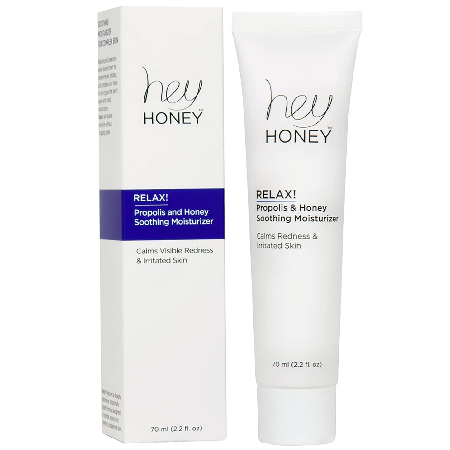 Hey Honey Skincare Relax, Rosacea & Redness Relief - Dermatologically Tested Calming Moisturizer Cream For Sensitive Skin-Oil- Free with Honey & Bee Propolis with Anti-Aging Benefits | 2.2 Oz