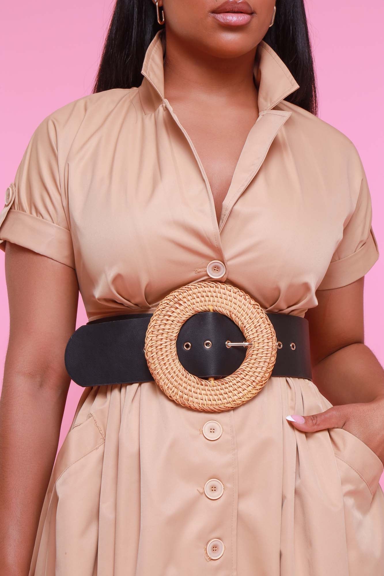 With The Band Oversized Round Belt - Black