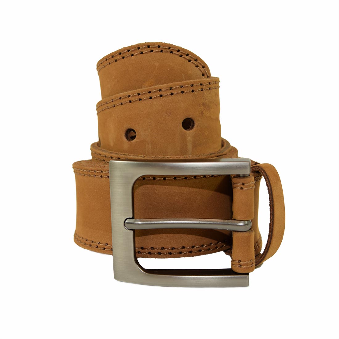 Two Row Stitch Thick Leather Belt