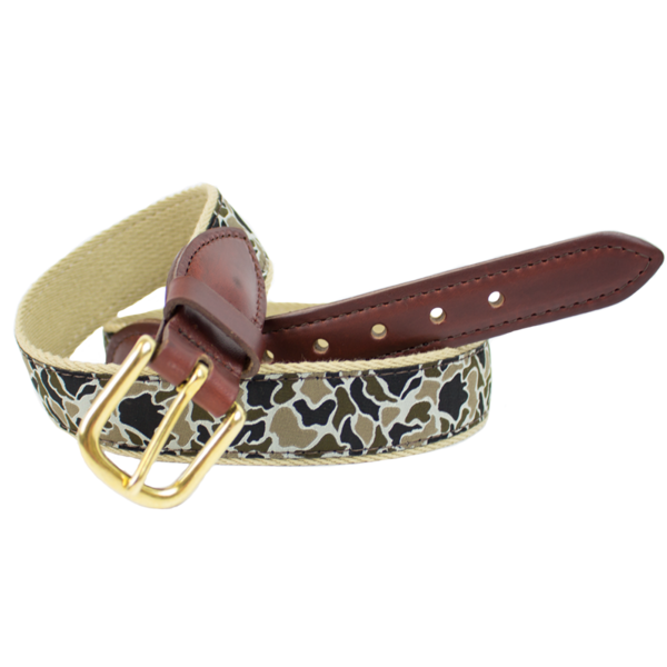 Old School Ribbon Belt in Duck Camo by Over Under Clothing - Country Club Prep