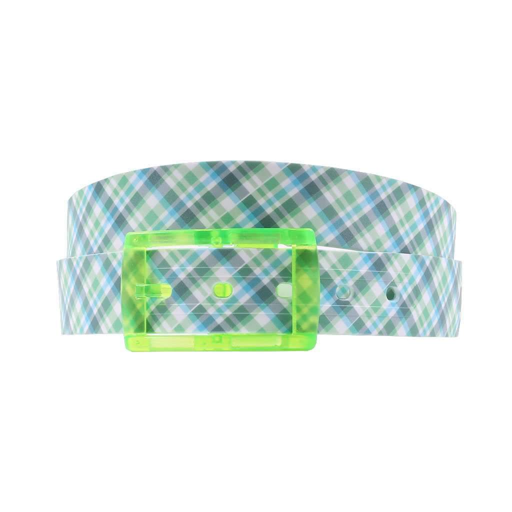 Summer Plaid Green Classic Belt with Green Buckle by C4 Belts