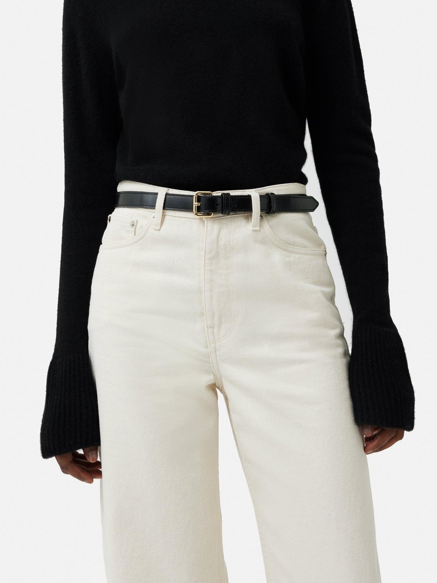 Skinny Leather Belt | Black