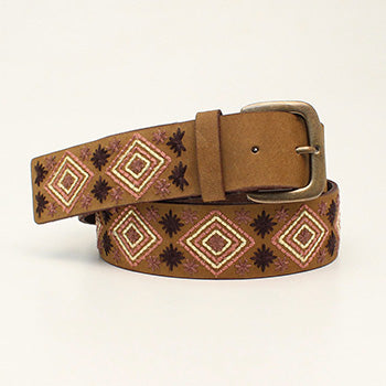 Nocona Brown Diamond Embroidered Belt
