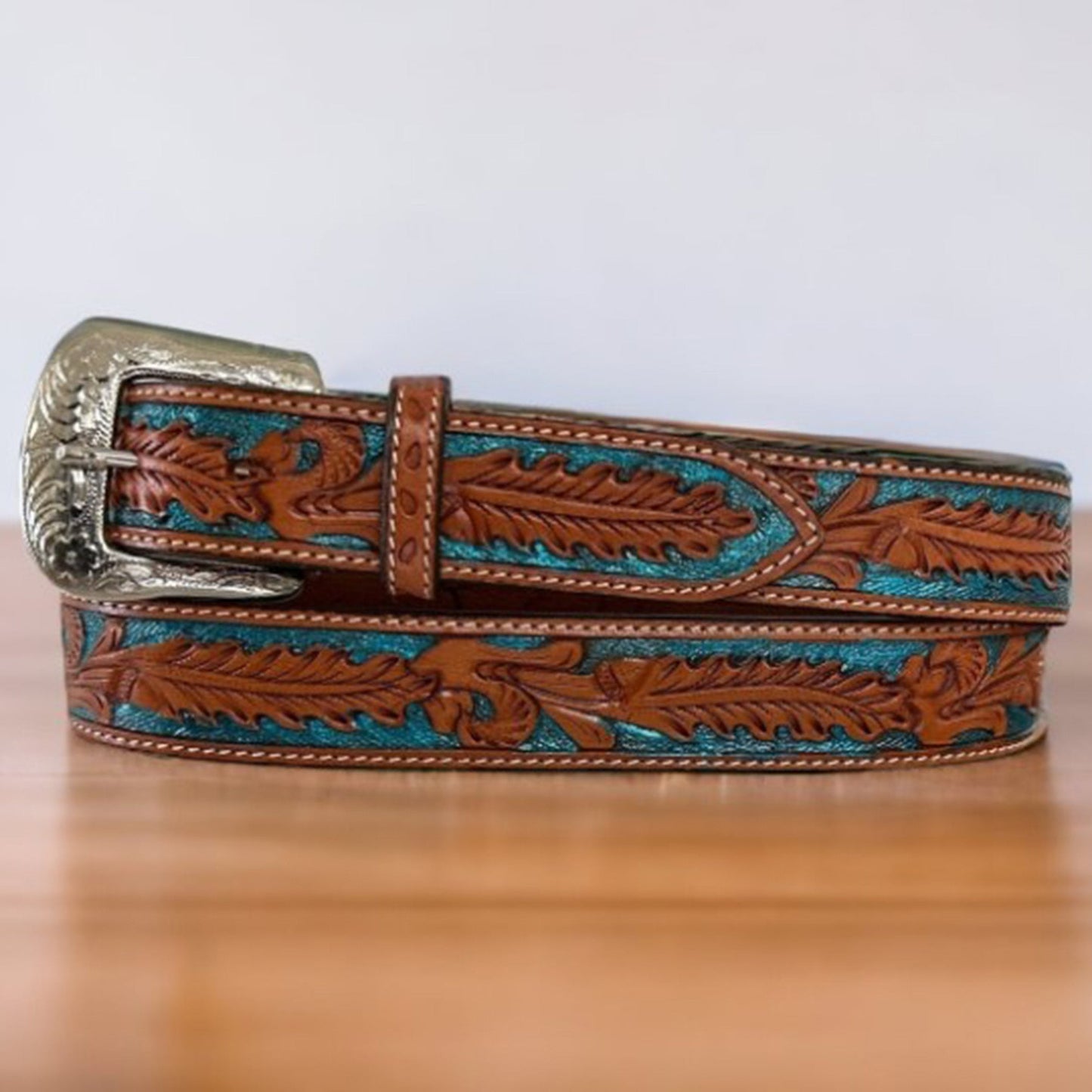 Twisted X Men's Leaf Tooled Inlay Belt