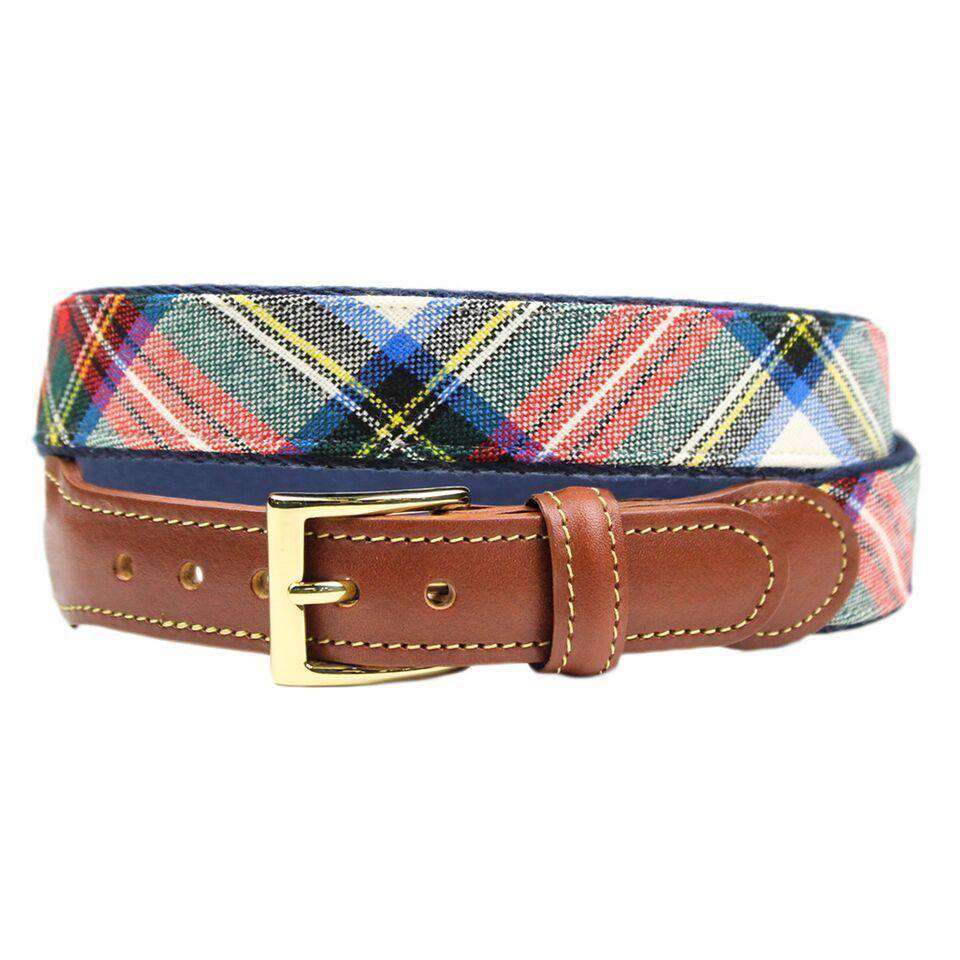 Dress Stewart Tartan Plaid Belt on Navy Canvas by Country Club Prep - Country Club Prep