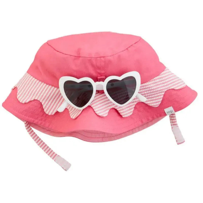 Mud Pie - Pink Scallop Hat & Sunglasses Set