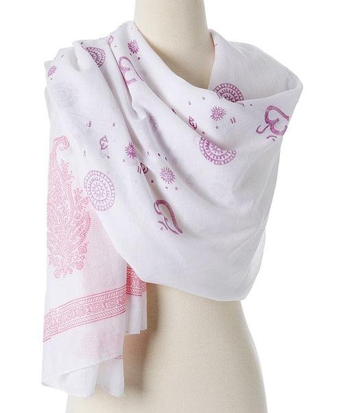 OM Shanti paisley design hand block printed cotton shawl - zoter Shop