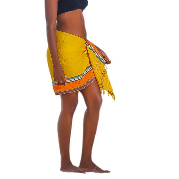 Cotton Handwoven Yellow Kikoy Wrap (Sunset)