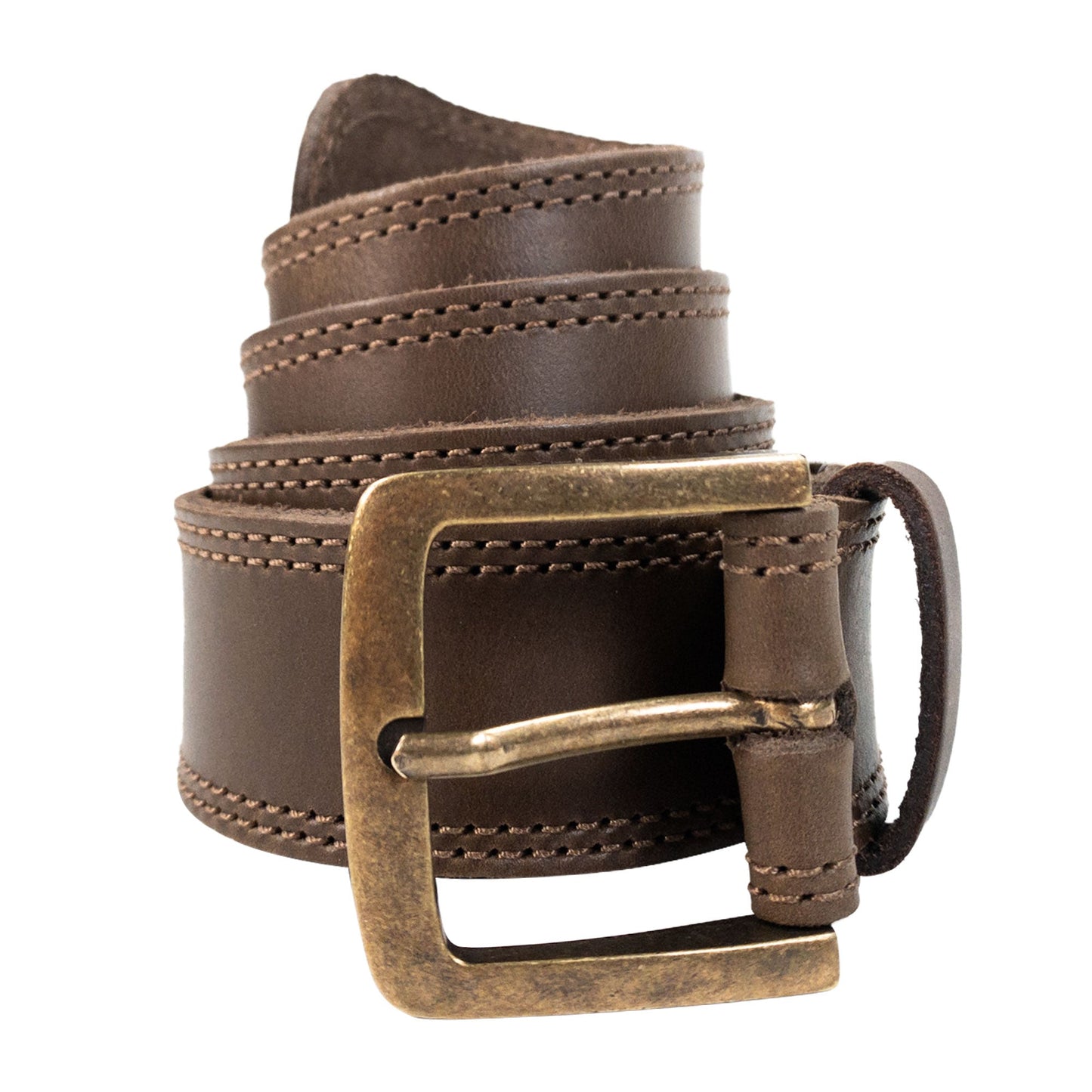 Two Row Stitch Thick Leather Belt