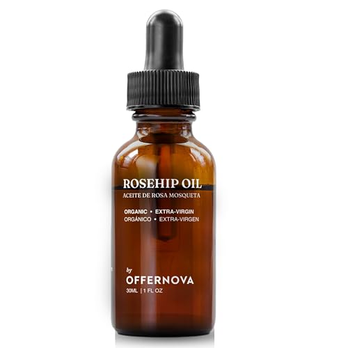 Offernova Organic Rosa de Mosqueta- USDA Certified Rosehip Seed Oil Pure Cold Pressed, Repairs Scars, Stretch Marks, Fine Lines & Wrinkles - Gua Sha Massage, Face, Hair, for All Skin Types