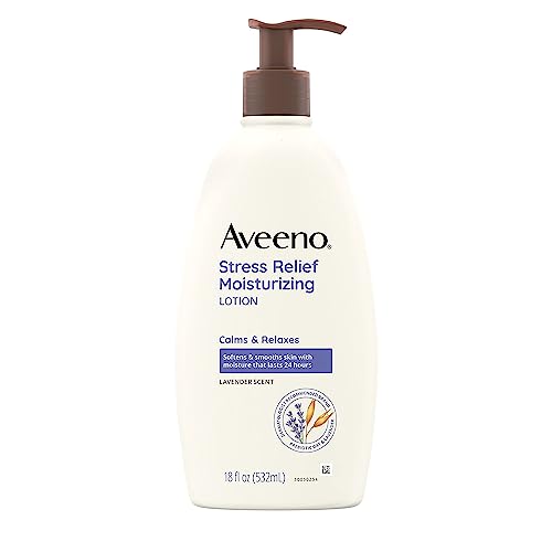 Aveeno Stress Relief Moisturizing Body Lotion with Lavender Scent, Natural Oatmeal to Calm & Relax, Non-Greasy Daily Stress Relief Lotion, 18 fl. oz