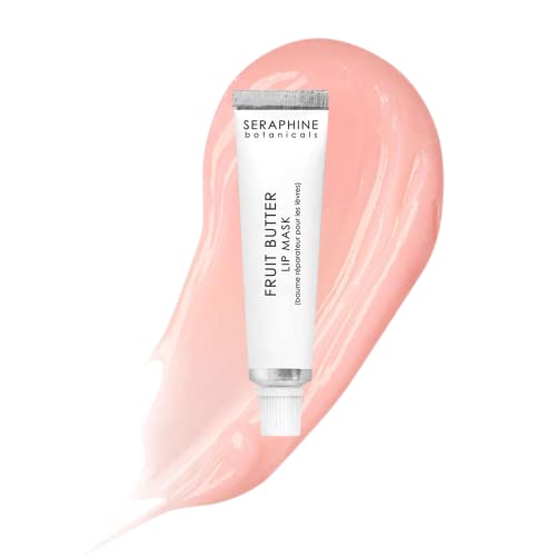 Seraphine Botanicals Fruit Butter Restorative Lip Mask Overnight Gel Balm Repair Dry, Chapped Lips Instant Hydration, Softness & Elasticity with Shea Butter & Apricot Kernel Oil Dewy Finish 0.51oz