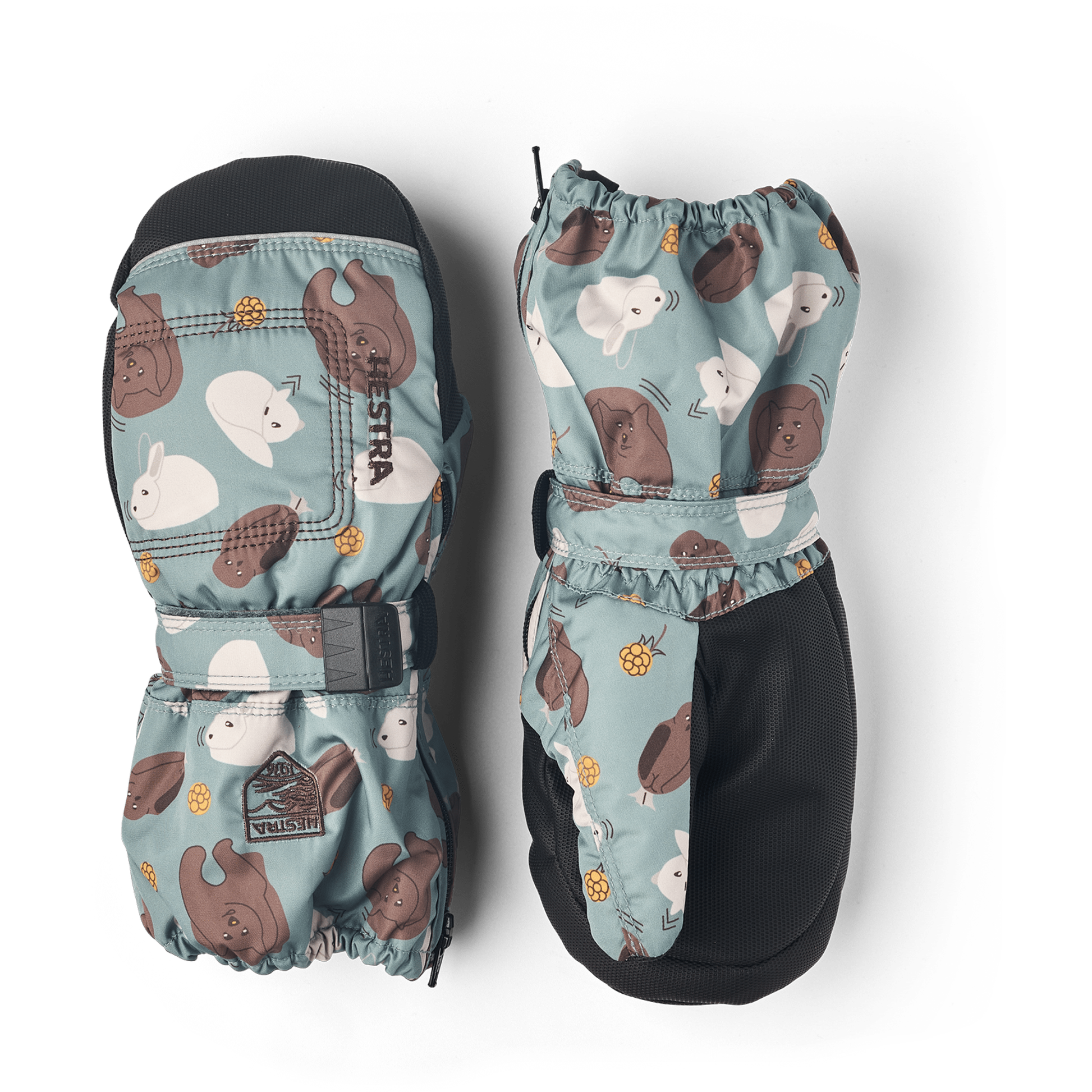 1 Baby Zip Long Mittens  -  1 / Sea Blue Print