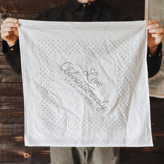 Bradley Mountain - Live Adventurously Bandana - Natural/Navy