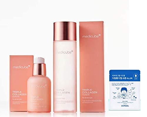 MEDICUBE: New Triple Collagen set: Toner 140ml+ Serum 50ml+ Sidmool mask 1ea