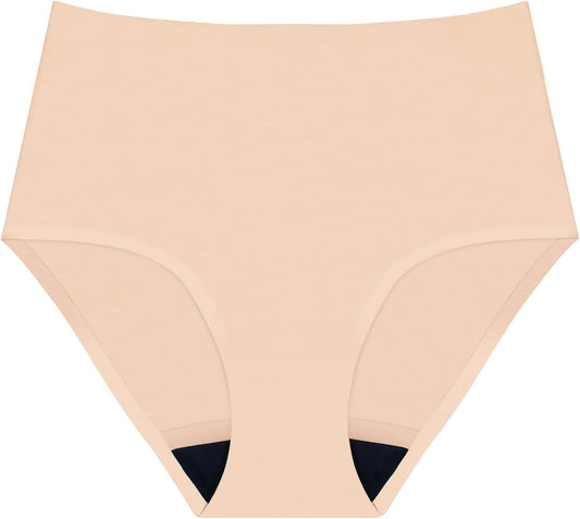 Absorbent Urinary Incontinence Underwear for Women, Seamless Sanding High Waist Panty for Bladder Leaks Protection 60ML(Beige, Large)