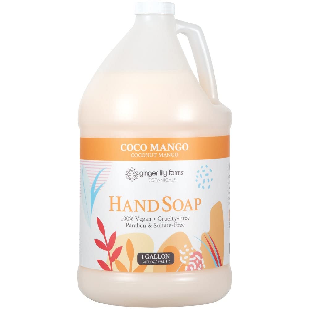 Ginger Lily Farms Botanicals All-Purpose Liquid Hand Soap Refill, Coco Mango, 100% Vegan & Cruelty-Free, Coconut Mango Scent, 1 Gallon (128 fl oz)