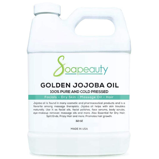 Soapeauty Golden Jojoba Oil | 100% Pure & Natural | Unrefined, Cold Pressed, Hexane Free | Moisturizing Oil for Skin, Face, Hair & Nails | 32 Fl Oz