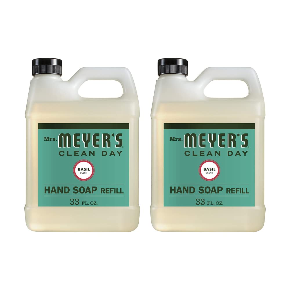 Mrs. Meyer's Clean Day Hand Soap Refill, Basil, 33 Fl. Oz (Pack of 2)