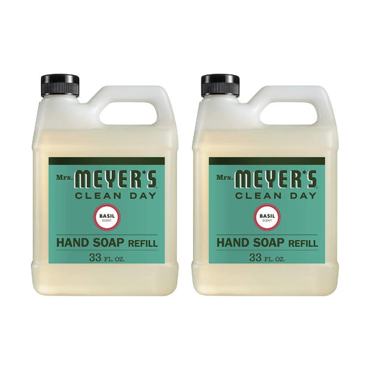 Mrs. Meyer's Clean Day Hand Soap Refill, Basil, 33 Fl. Oz (Pack of 2)