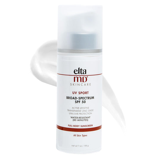 EltaMD UV Sport Body Sunscreen, SPF 50 Sport Sunscreen Lotion, Sweat Resistant and Water Resistant up to 80 Minutes, Formulated with Zinc Oxide Great for Outdoor Physical Activities, 7 oz Pump
