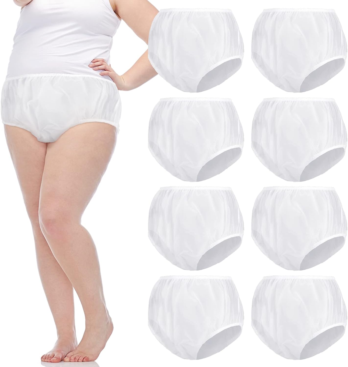 9 Pcs Waterproof Incontinence Underpants Plastic Pull on Cover Pants Leak Proof Incontinence Underwear Adult Diaper Cover Incontinence Supplies Washable Incontinence Pants (Clear, XL)