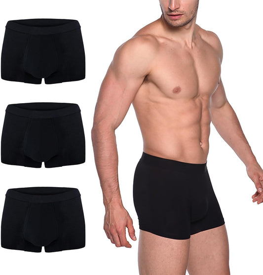Washable Absorbency Urinary Incontinence Underwear for Men, Bladder Leakage Protection Boxer Briefs, 3 Pack (Medium, Black-Black-Black)