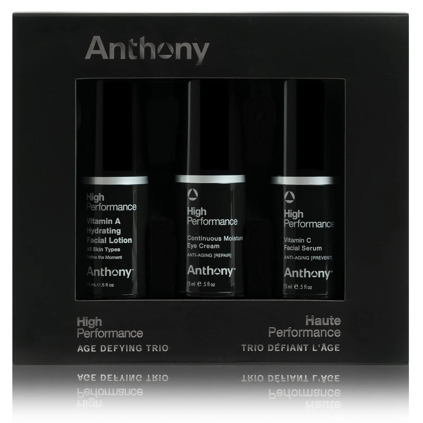 Anthony High Performance Trio Kit, Set Includes HP Continuous Moisture Eye Cream 0.5 Fl Oz, HP Vitamin C Facial Serum 0.5 Fl Oz, HP Vitamin A Hydrating Facial Lotion 0.5 Fl Oz