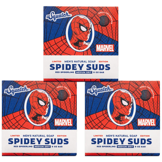 Dr. Squatch Soap Spidey Suds - Inspired by Spider-Man - Natural Soap for Men, 3-Pack Natural Soap