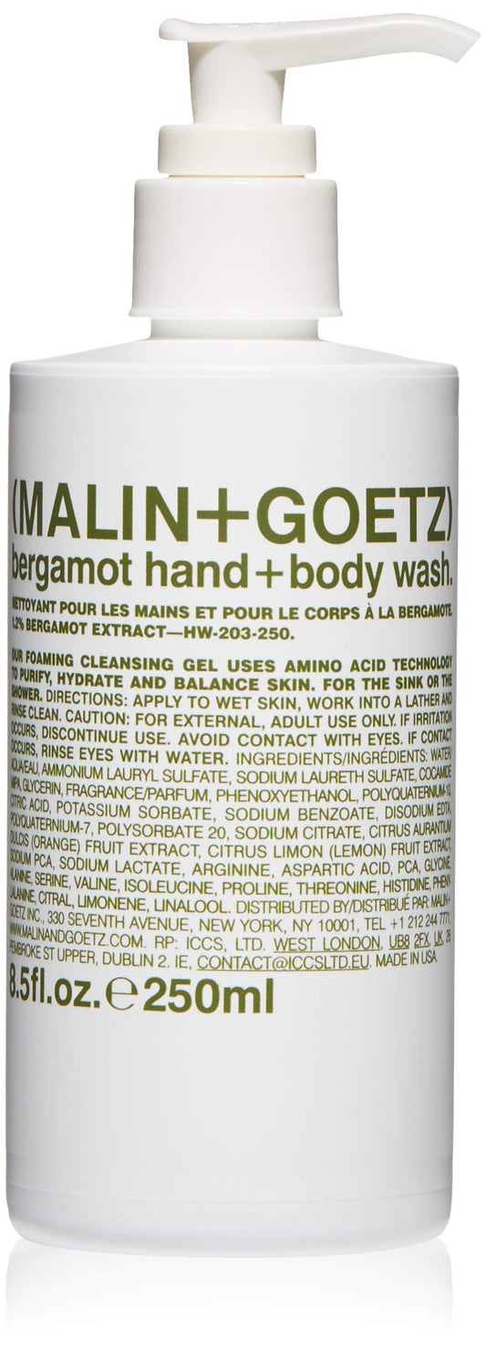 MALIN+GOETZ Women's Bergamot Hand + Body Wash, Clear, 8.45 Fl Oz (Pack of 1)