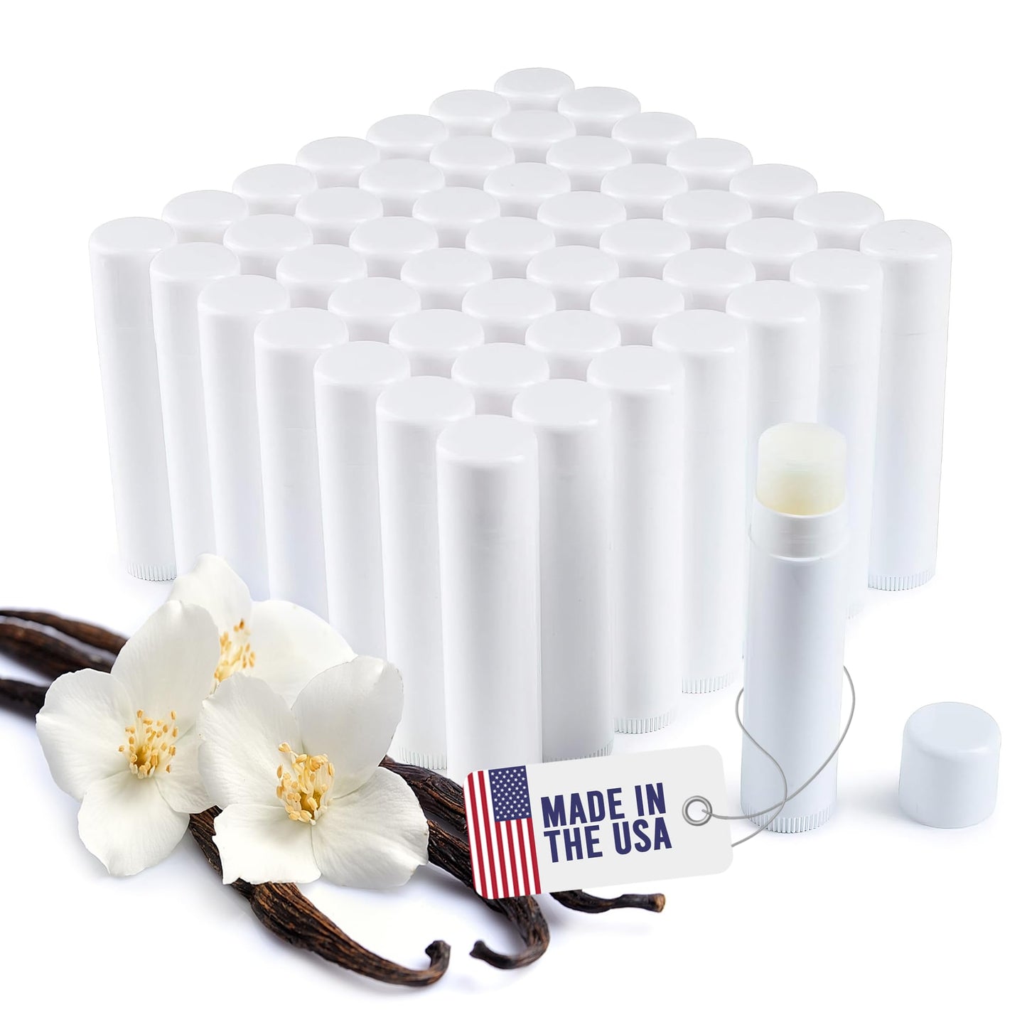 Belladonna Vanilla Lip Balm 100 Pack - Moisturizing Lip Balm Contains Vitamin E Shea Butter and Other Natural Ingredients Comes in Customizable Packaging