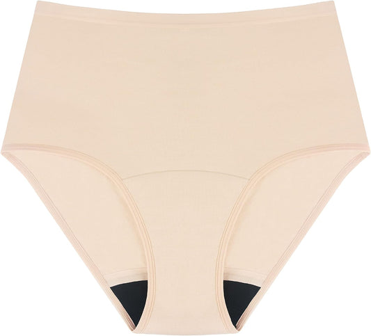 Washable Absorbent Urine Incontinence Underwear for Women, High Waist Panties for Bladder Leakage Protection 60ML(Beige, X-Large)