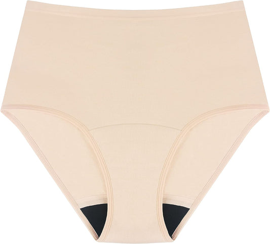 Washable Absorbent Urine Incontinence Underwear for Women, High Waist Panties for Bladder Leakage Protection 60ML(Beige, X-Large)