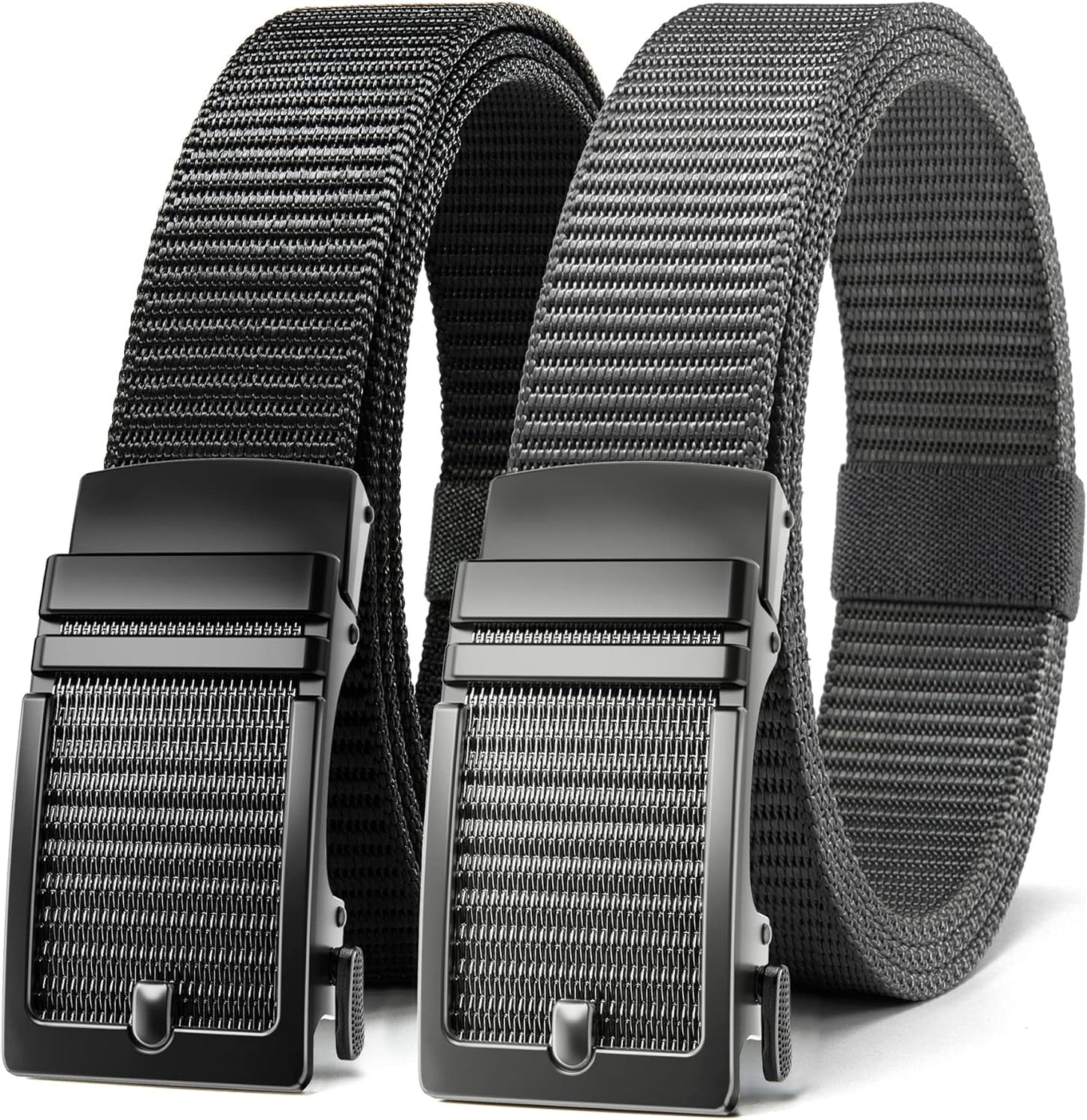 CHAOREN Ratchet Belts for Men 2 Pack - Casual Web Nylon Mens Belt 1 3/8" - Durable Belts in Gift Set Box