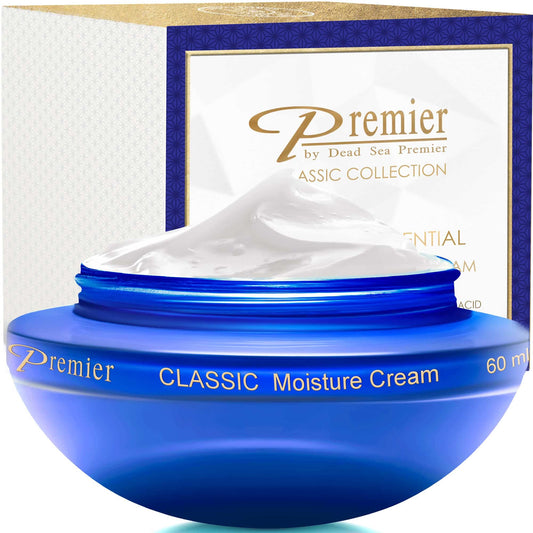 Premier Dead Sea Moisture Cream for sensitive to normal skin anti aging face moisturizer silky firming cream to smooth wrinkles and fine lines, face cream 2.04 Fl. Oz