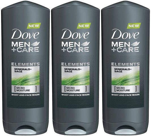 Dove Men + Care Elements Body Wash, Minerals and Sage, 13.5 Ounce (Pack of 3)