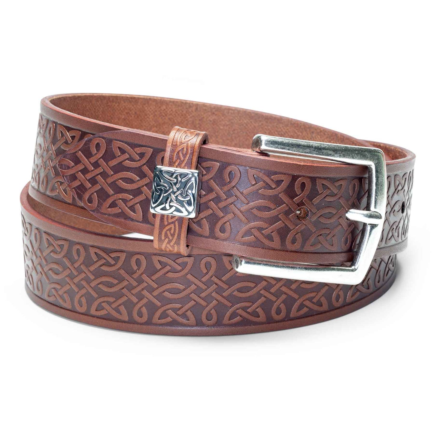 Celtic Weave Leather Belt, Brown
