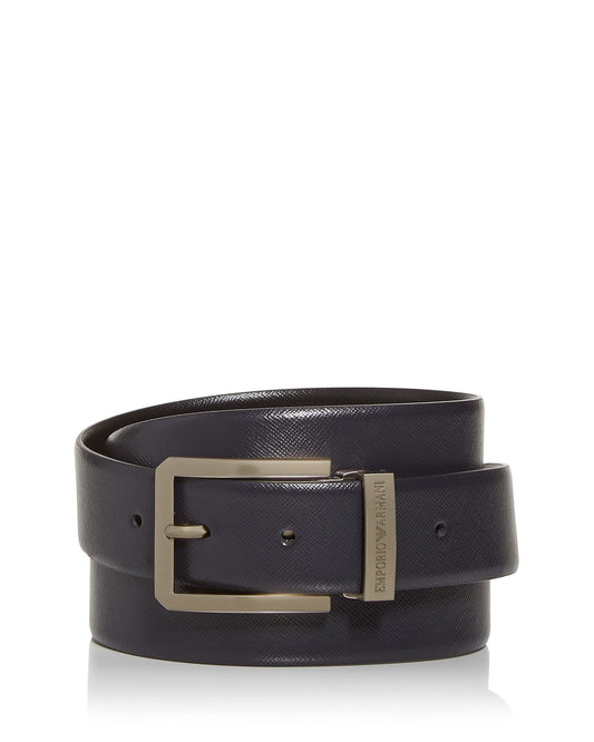 Armani Embossed Leather Belt Blue