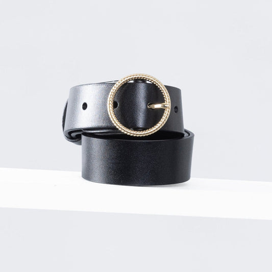 Frame Leather Belt 34mm | gold black leather