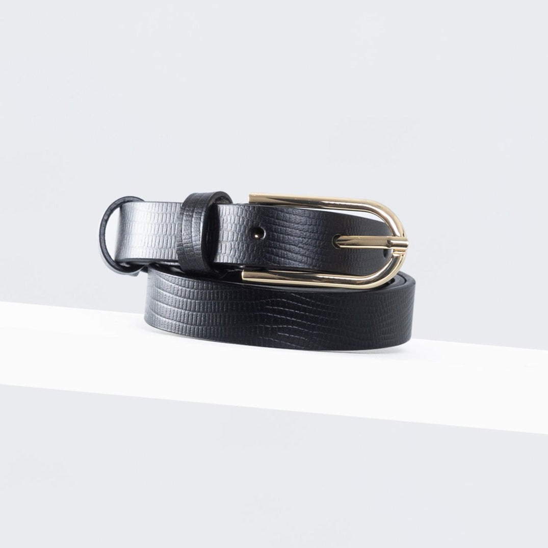 Element Leather Belt 19mm | gold black lizard print