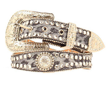 Grey Leopard Print with Concho's and Rhinestones