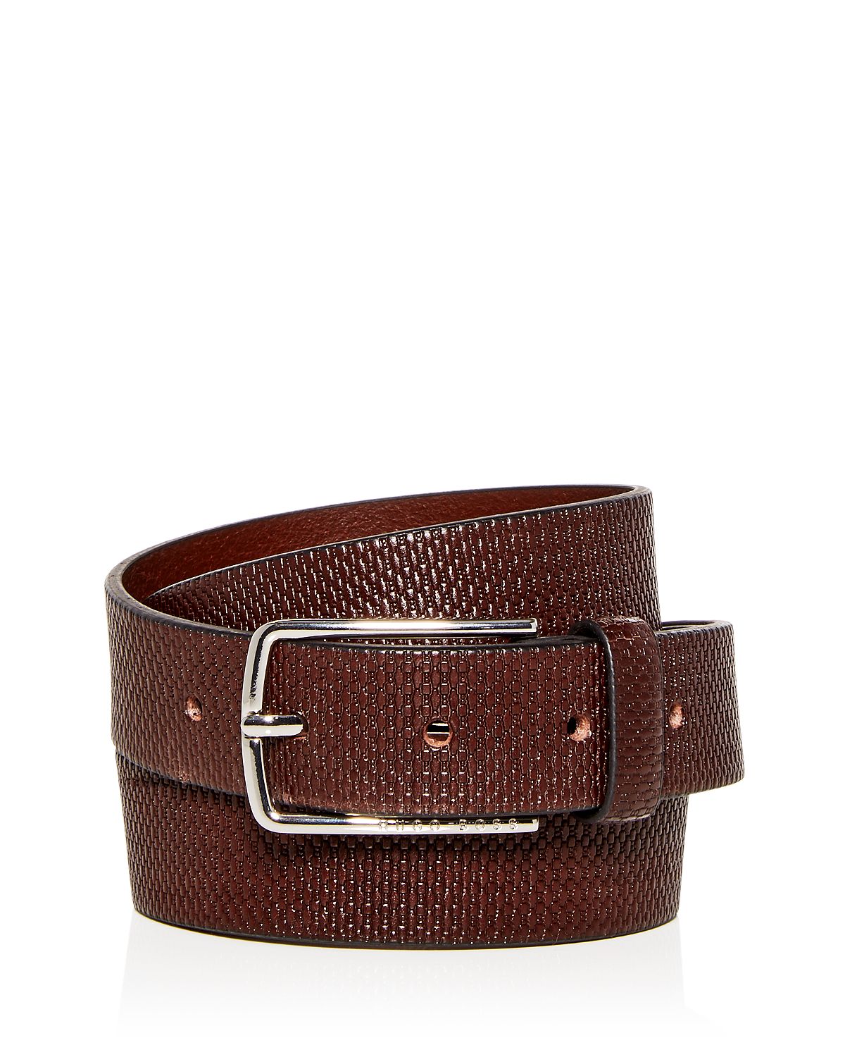 Boss Hugo Boss Chuck-p Embossed Leather Belt Dark Brown